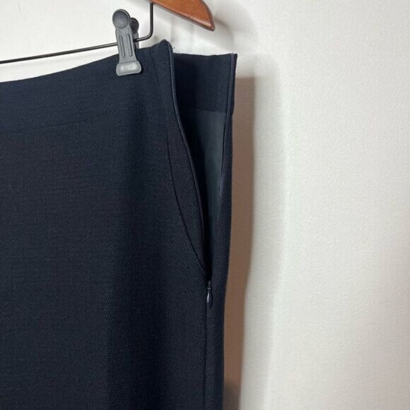 Iris Setlakwe Women's 14 Navy High Rise Flat Front Wide Leg Lined Dress Pant - Picture 3 of 12